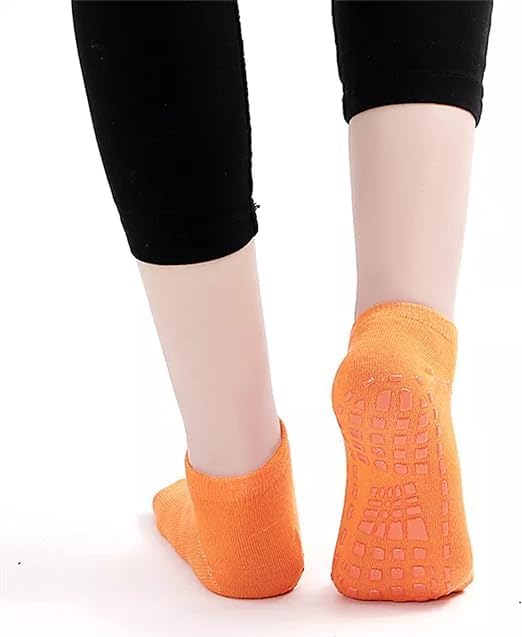 SKY-TOUCH 4 Pairs Grip Scoks: Anti Slip Parent-Child Socks Yoga Pilates Womens Socks Non Slip Trampoline Socks for Women Boys Girls Kids Home Workout and Leisure (29-42)