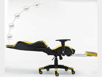 Adjustable Gaming Chair Galxy Design Adjustable Height/Back with Headrest and Backrest,Fixed Padded Arms, 170 Degree Reclining (Yellow & Black)