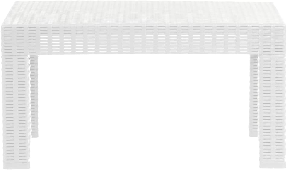 Plastdour Side Table Outdoor Low Table Patio Furniture Plastic Side Table Square Table Rattan Furniture Balcony Table Side Table Outdoor Patio Furniture Rattan Table Garden Table – 50x50x40 cm (White)