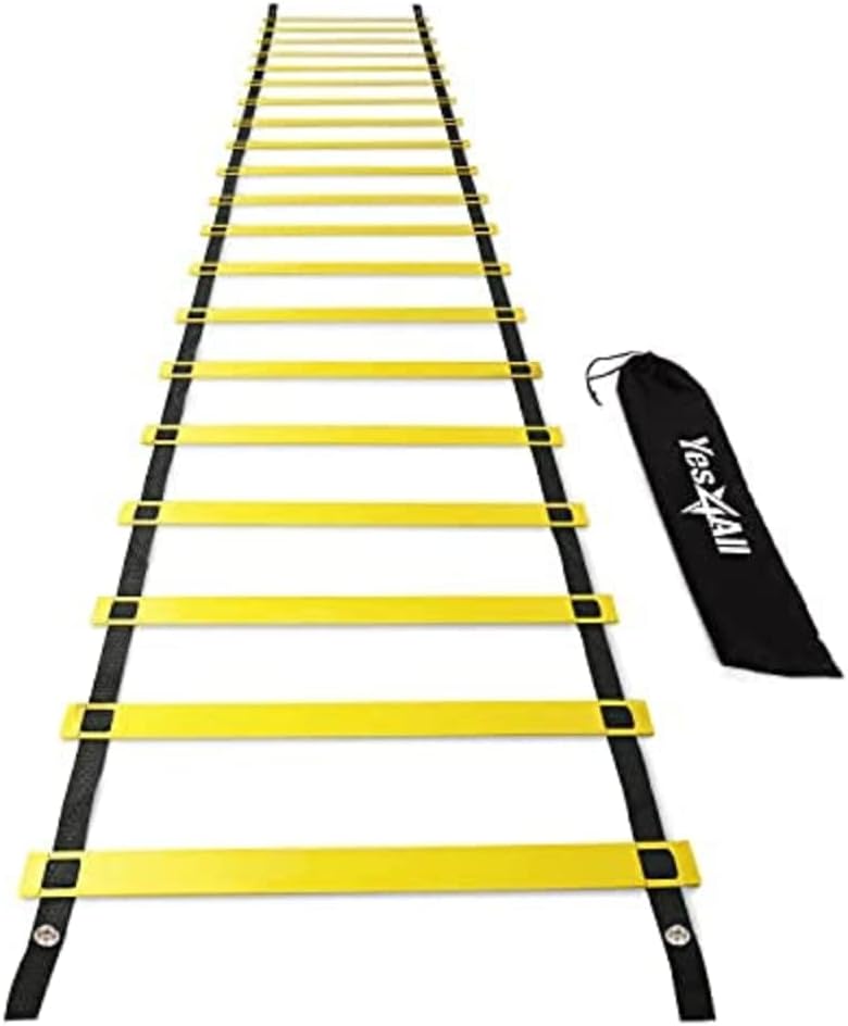 Yes4All Ultimate Agility Ladder Speed Training Equipment - 8, 12, 20 Rungs with Multi Colors - Soccer and Football Training - Speed Ladder for Kids and Adults - Included Carry Bag