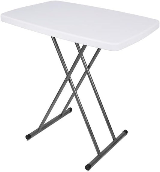 Organized Home Folding Table Portable Camping Foldable Desk MultiFunction Home Sofa Bed Side Table with 6 Adjustable Heights White (77cm*50cm*35cm-75cm)