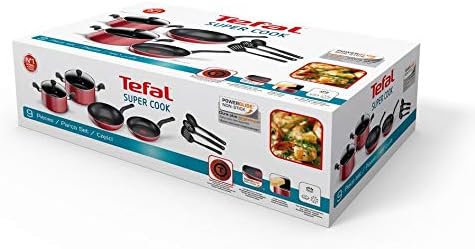 Tefal Aluminum Super Cook Non-Stick Cookware Set, Black, 9Pcs, B459S984, Online Exclusive