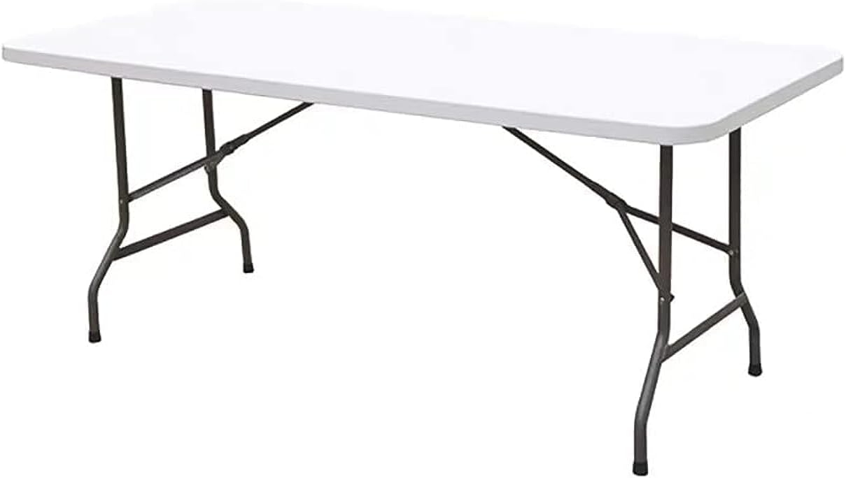 SKY-TOUCH Folding Lightweight Trestle Outdoor Camping Table,Heavy Duty Plastic Outdoor Folding Picnic Table,Folding Trestle Table For BBQ Party, Folds in Half with Carry Handle,White(120×60×75cm)