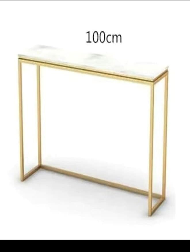 Kutis Rectangle Console Table Gold Narrow Console Table, Marble Table Top with Gold Metal Frame for Entry Living Room Hall Sofa 100 x 30 x 75 cm.