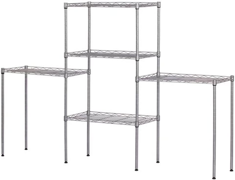 BEONE DIY Height Adjustable Metal Wire Storage Shelving Shelves Rack Unit for Home Bathroom Kitchen Office Warehouse Garage, Gray, Max 5 Tier (Gray)