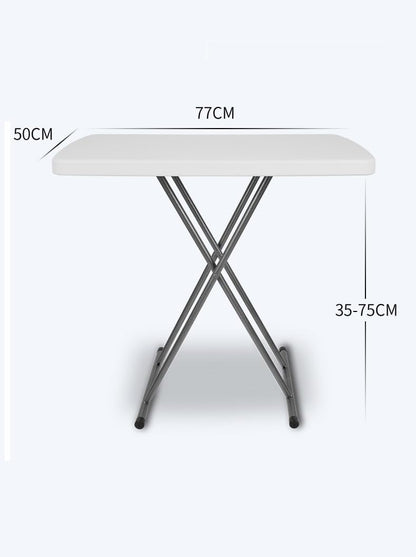 Organized Home Folding Table Portable Camping Foldable Desk MultiFunction Home Sofa Bed Side Table with 6 Adjustable Heights White (77cm*50cm*35cm-75cm)