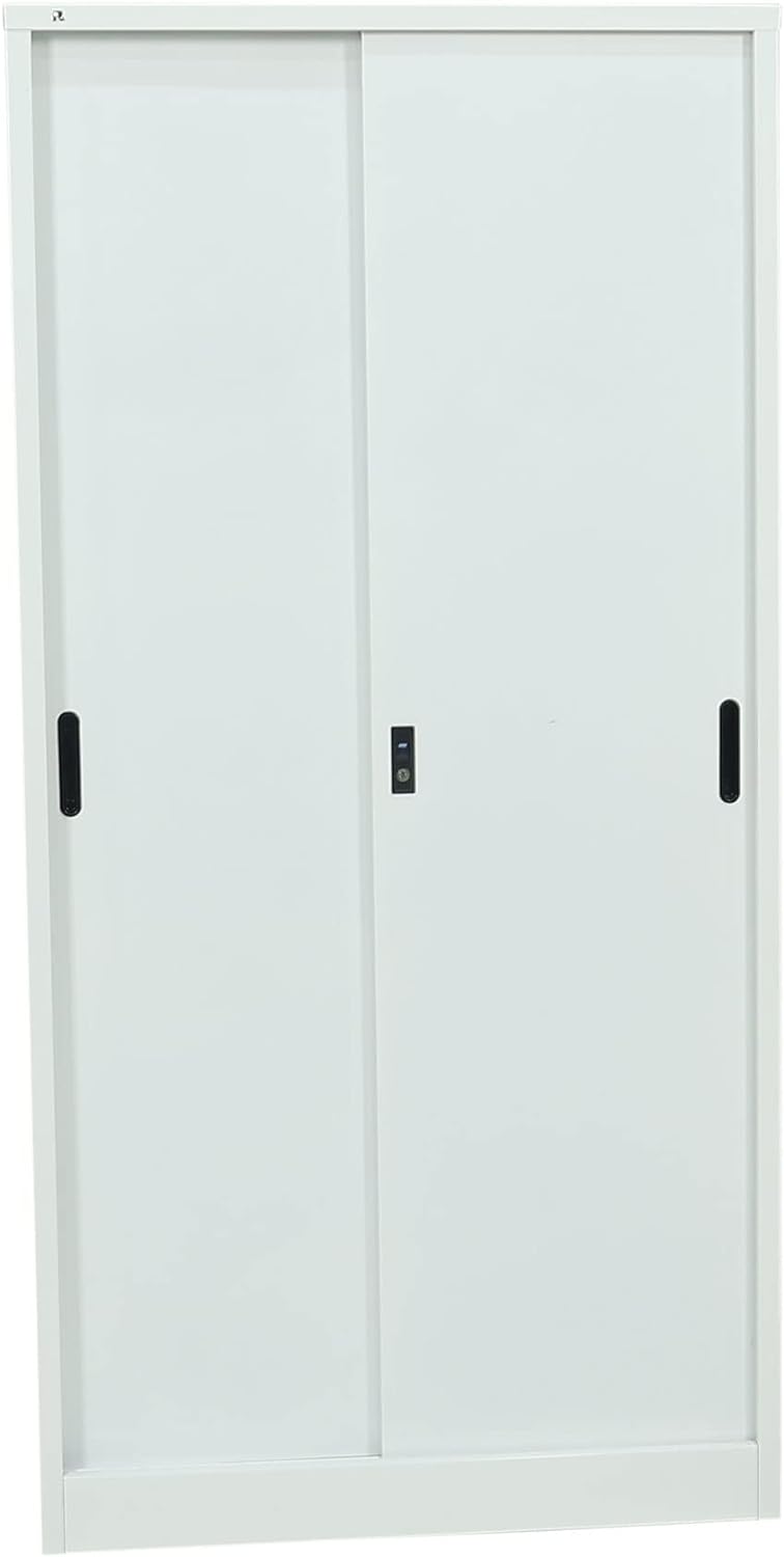 RIGID Steel Cupboard Sliding Door, Steel Filing Cupboard, Cabinet with Shelves Storage (White)