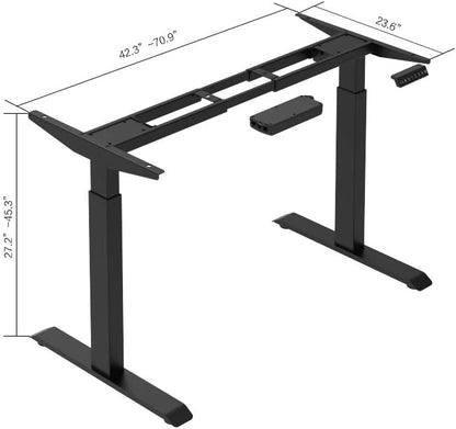 Navodesk Height Adjustable Computer Gaming Desk Workstation, Bluetooth Enabled Black Frame + Top (White, 47 x 30 inch)