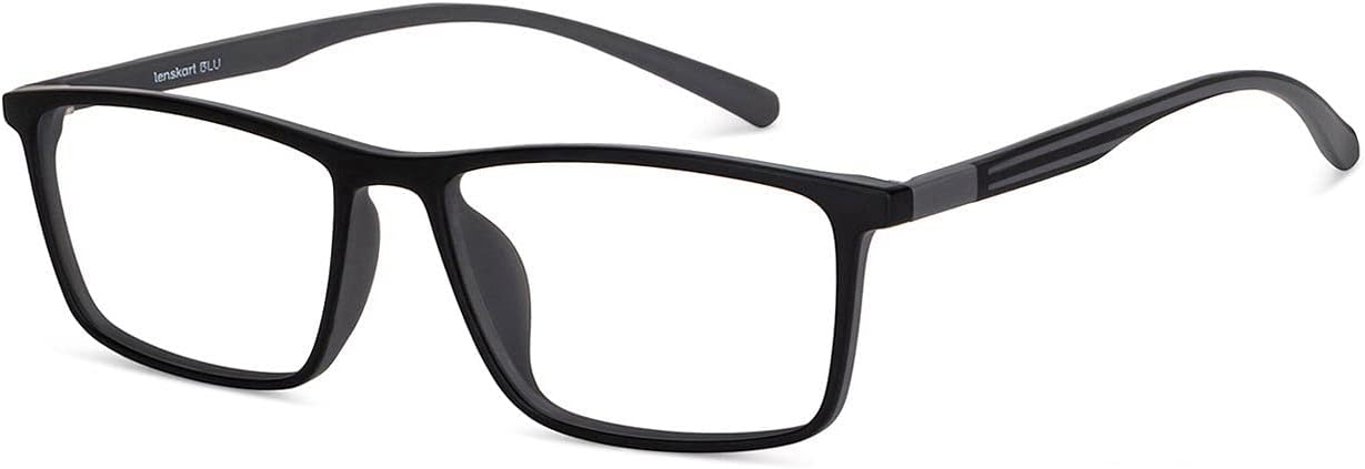 LENSKART BLU | Bluecut & Antiglare Zero Power Computer Eyeglasses | Full Rim Rectangle Shape | For Men & Women | Medium | LB E14255