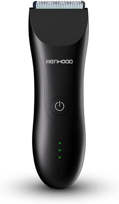 MENHOOD Battery Powered WaterProof Cordless Grooming Trimmer 2.0 for Men, with 4000k LED light & Power Status Display, Wireless Charging Support, Sensitive Skin Technology,150Min Runtime