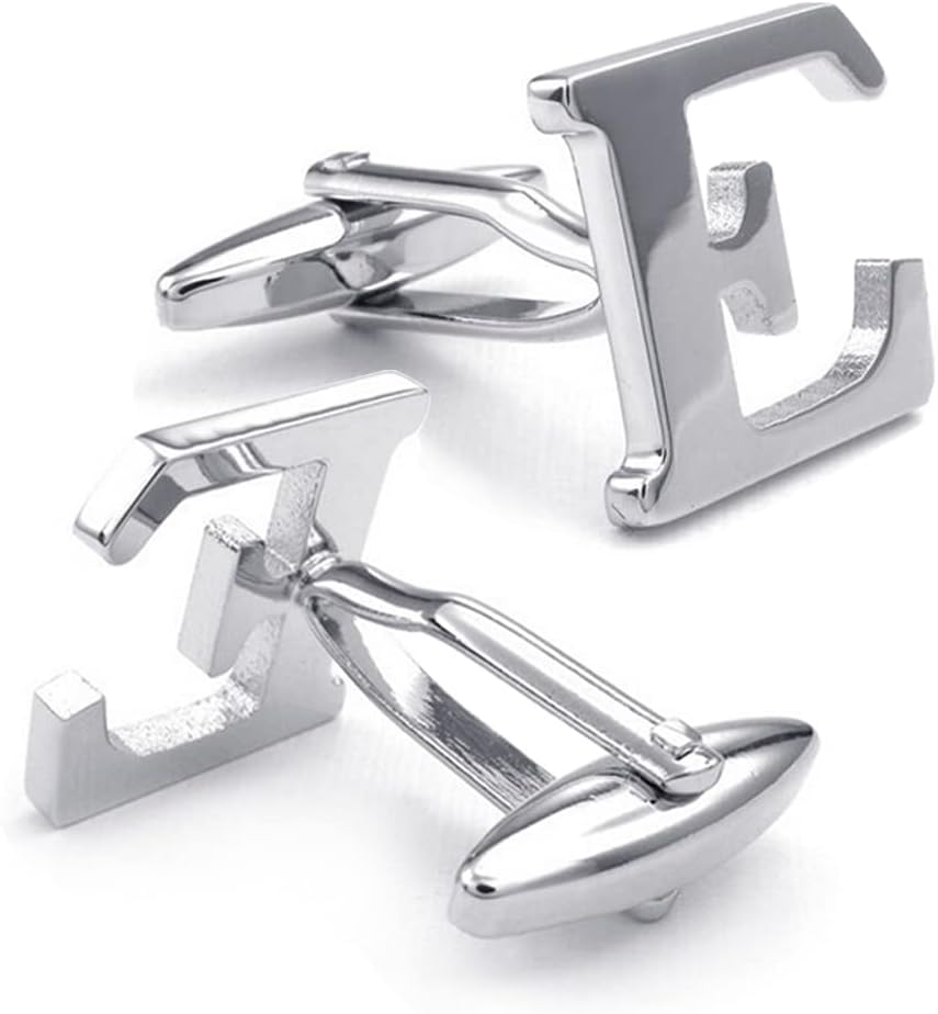 HONEY BEAR Men's Stainless Steel Alphabet Cufflinks with Wrist Collar Wedding Gift