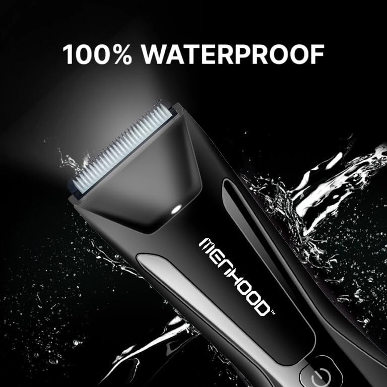 MENHOOD Battery Powered WaterProof Cordless Grooming Trimmer 2.0 for Men, with 4000k LED light & Power Status Display, Wireless Charging Support, Sensitive Skin Technology,150Min Runtime