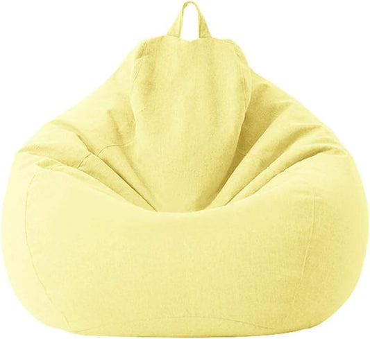 QINYA Classic Bean Bag Chair Sofa Cover, Highback Beanbag Chair,Lazy Lounger Bean Bag Storage Chair Cover for Adults and Kids without Filling (light yellow,100 * 120cm)