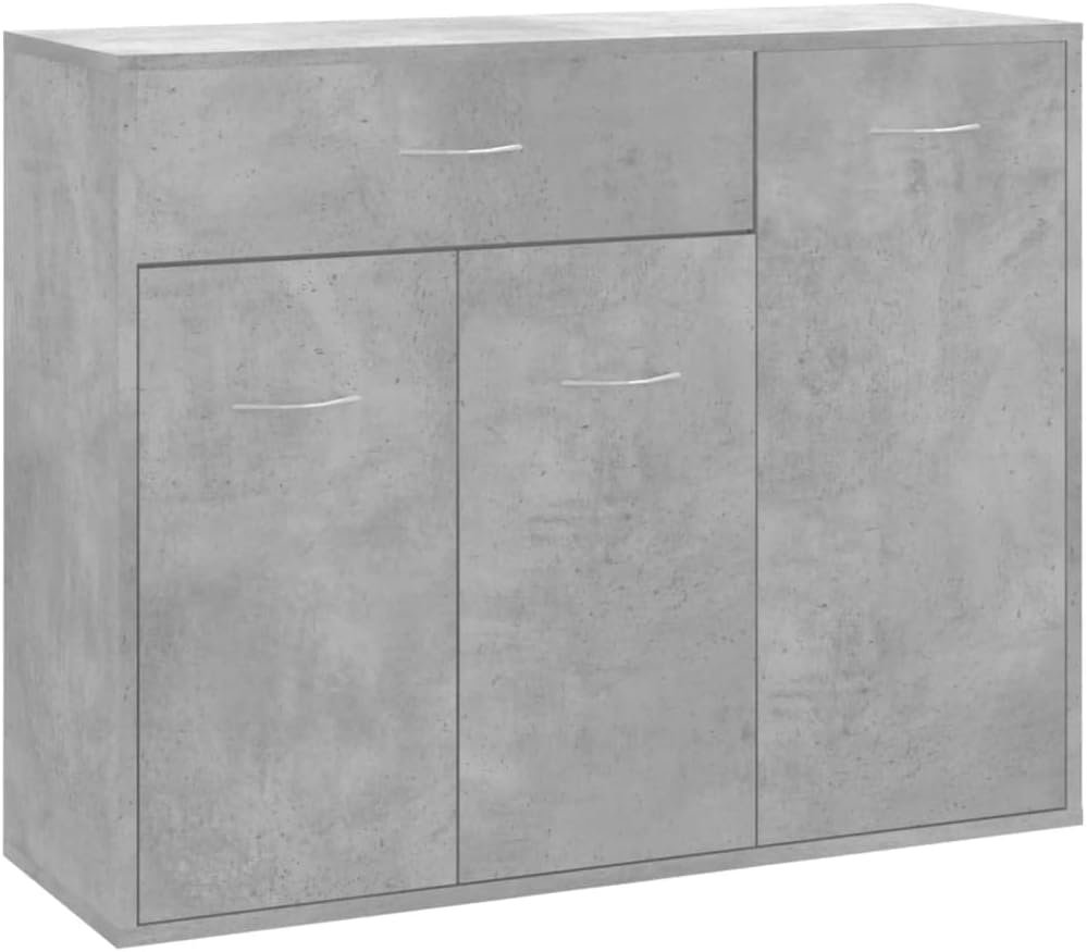 vidaXL Sideboard Storage Cabinet Home Interior Decor Living Room Bedroom Shelf Stand Furniture Organiser Buffet Server Concrete Grey Engineered Wood