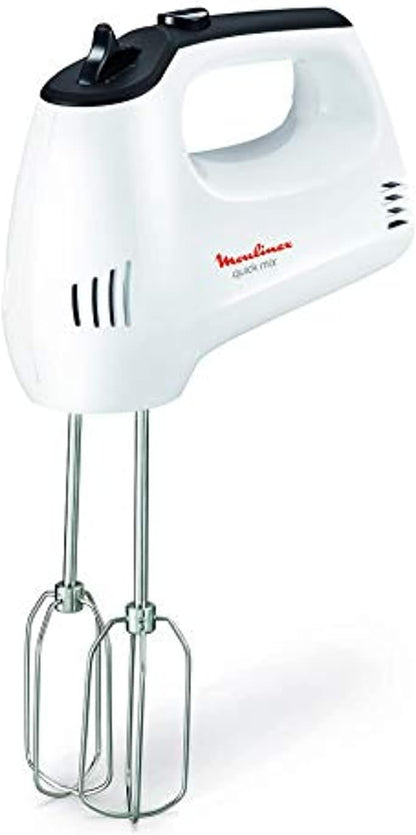 MOULINEX Hand Mixer, Quick Mix Mixer for Whipping and dough kneading, 5 speeds, stainless steel beaters and dough hooks, HM310127