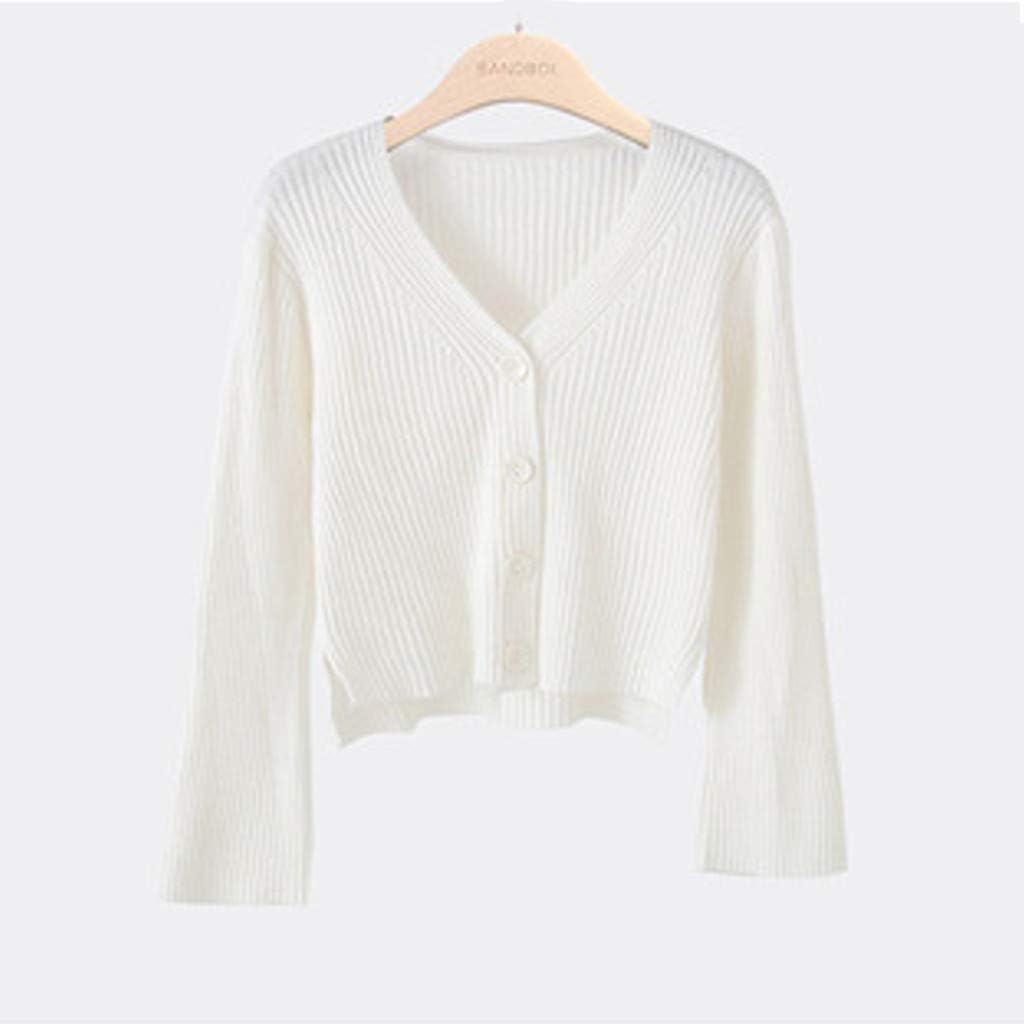 Fankle Sale Women's Button Down V Neck Long Sleeve Cropped Soft Sweater Knit Cardigan Coat