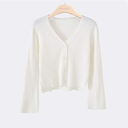 Fankle Sale Women's Button Down V Neck Long Sleeve Cropped Soft Sweater Knit Cardigan Coat