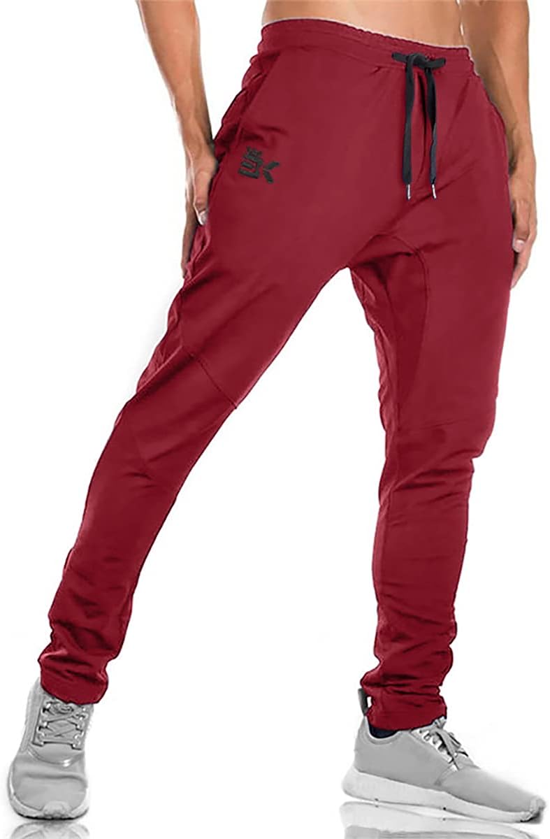 BROKIG Men's Athletic Running Sport Pants, Casual Gym Pants with Zipper Pockets