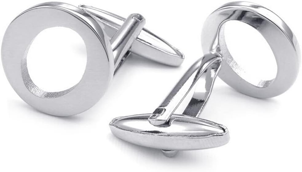 HONEY BEAR Men's Stainless Steel Alphabet Cufflinks with Wrist Collar Wedding Gift