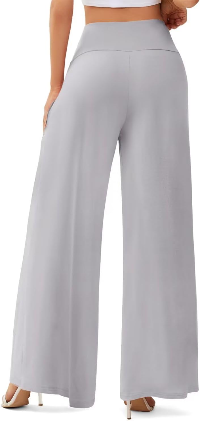 JZC Women's Wide Leg Casual Pants Cross Waist Palazzo Lounge Pajama Flowy Pants Yoga Sweatpants with Pockets