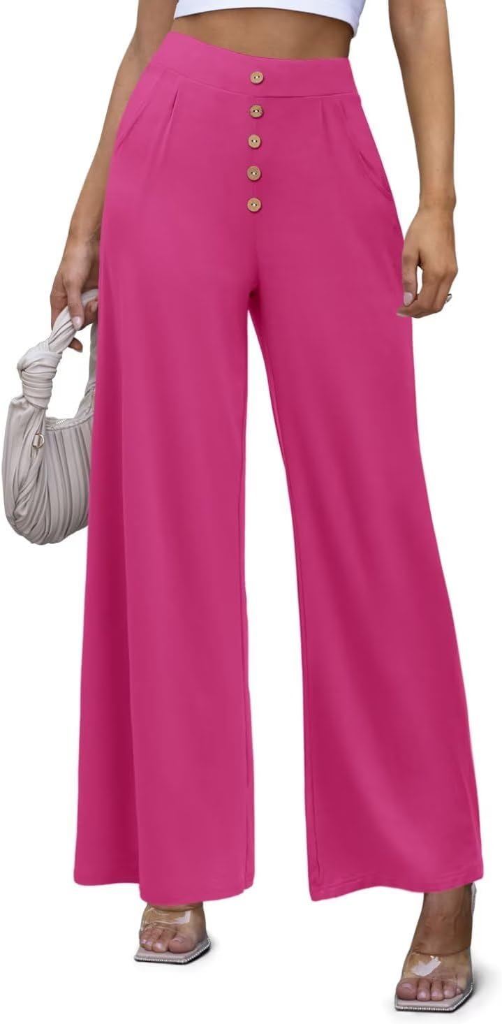 JZC Women's Wide Leg Casual Pants Cross Waist Palazzo Lounge Pajama Flowy Pants Yoga Sweatpants with Pockets