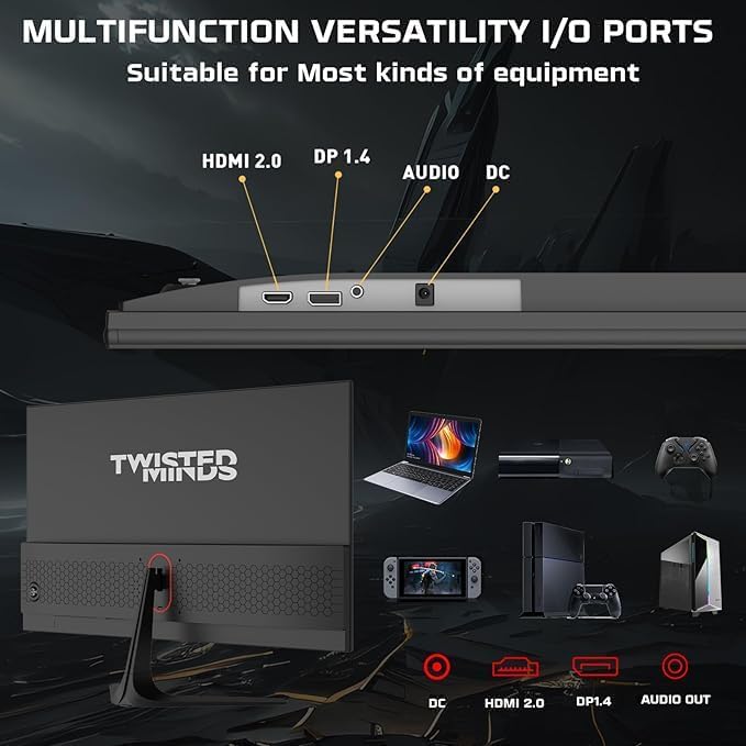 Twisted Minds 32" Inch Monitor, UHD 4K View, Resolution 3840 * 2160, 155Hz Refresh Rate, 16:9 Aspect Ratio, 1ms Response Time, Blur-Free Gaming, Typical Brightness of 400cd/m², HDMI 2.0