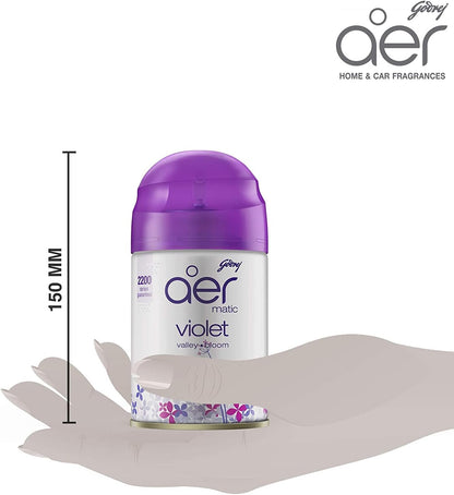 Godrej aer Matic, Automatic Air Freshener Refill Pack Violet Valley Bloom 225 ml, Fghkarpox011