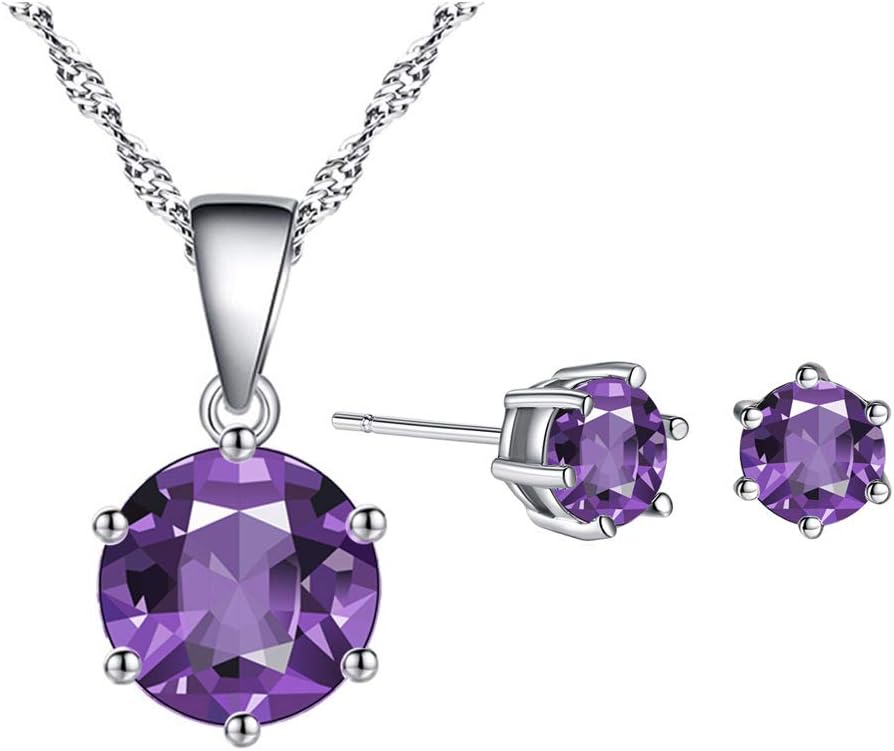 Simple Elegant Cubic Zirconia Jewelry Set - Simulated Diamond Necklace and Stud Earring Set Women Jewelry Gift