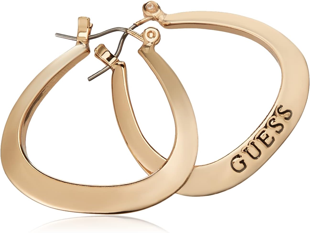 GUESS Basic Small Oval Logo Hoop Earrings