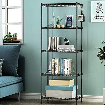 BEONE 5-Tier Wire Storage Shelving Rack Unit for Home Bathroom Kitchen, 5 Shelves Metal Kitchen (5-Tier, Black) Black 7323