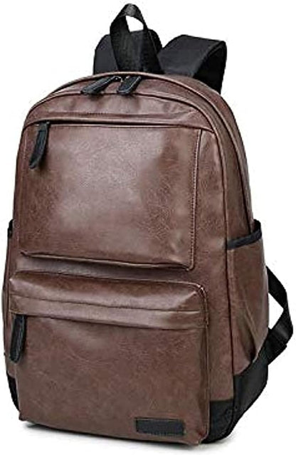 Korean Men leather Shoulder bag backpack schoolbag Leisure bag travel bag laptop bag for men W-8471, Brown