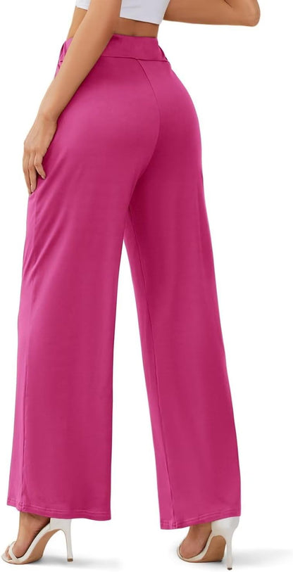 JZC Women's Wide Leg Casual Pants Cross Waist Palazzo Lounge Pajama Flowy Pants Yoga Sweatpants with Pockets