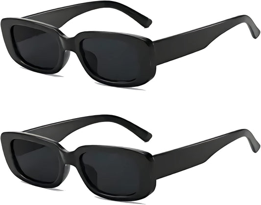 Retro Rectangle Sunglasses Women and Men Vintage Small Square Sun Glasses Protection Glasse, UV400 Protection Glasse, Vintage Driving Glasses 90’s Fashion Narrow Square Frame