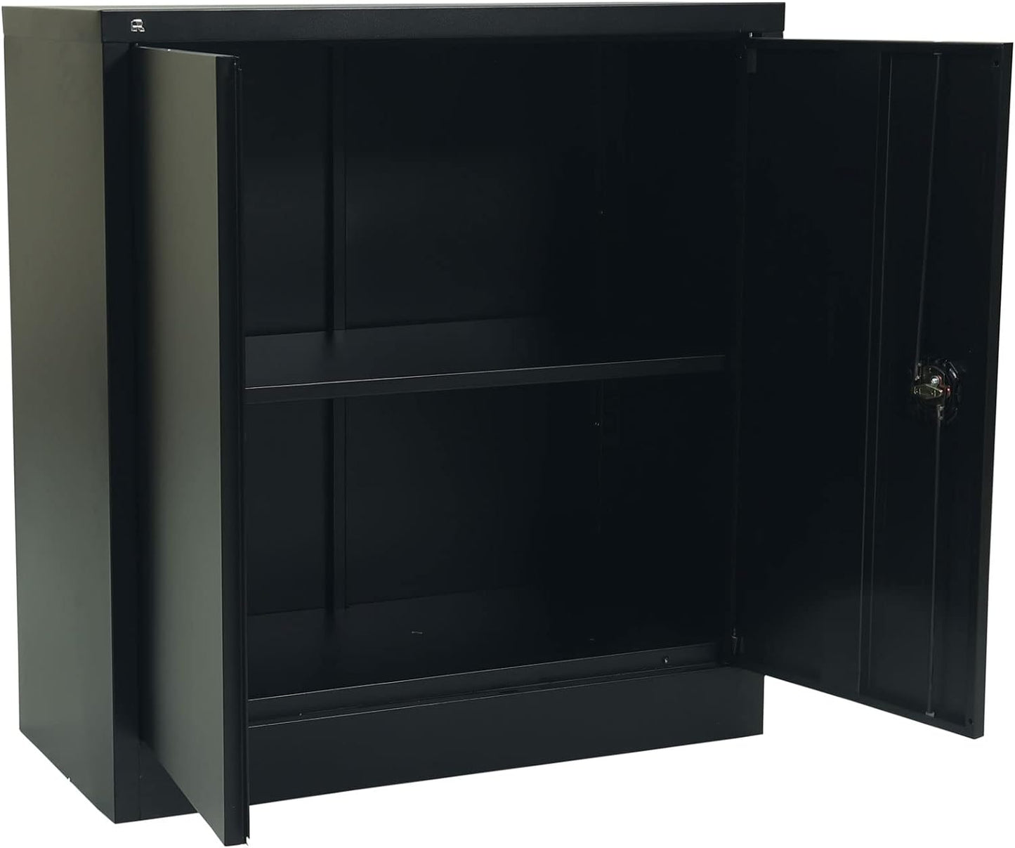 RIGID Office Cupboard Low Height, Steel Filing Cupboard, Cabinet with Shelves Storage Compartment (Black)