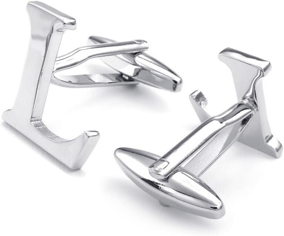 HONEY BEAR Men's Stainless Steel Alphabet Cufflinks with Wrist Collar Wedding Gift