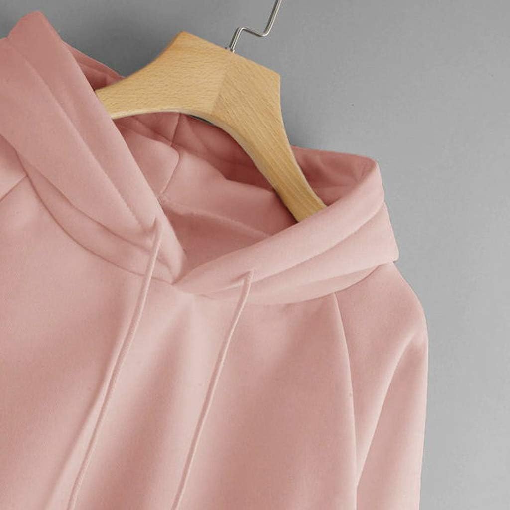 Women Hoodie Sweatshirt Fankle Sale Long Sleeve Drawstring Solid Tops Blouse Coat with Pockets