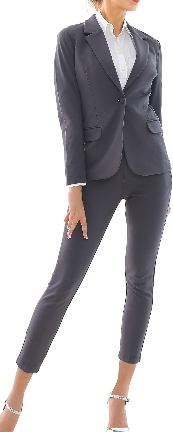 Marycrafts Women's Business Blazer Pant Suit Set for Work