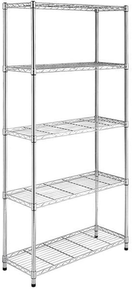 BEONE DIY Height Adjustable Metal Wire Storage Shelving Shelves Rack Unit for Home Bathroom Kitchen Office Warehouse Garage, Gray, Max 5 Tier (Gray)