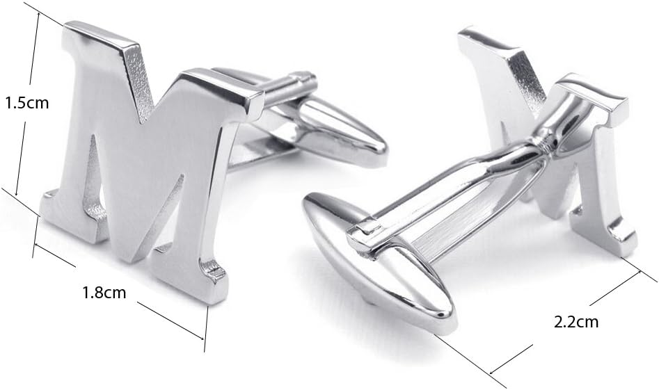 HONEY BEAR Men's Stainless Steel Alphabet Cufflinks with Wrist Collar Wedding Gift