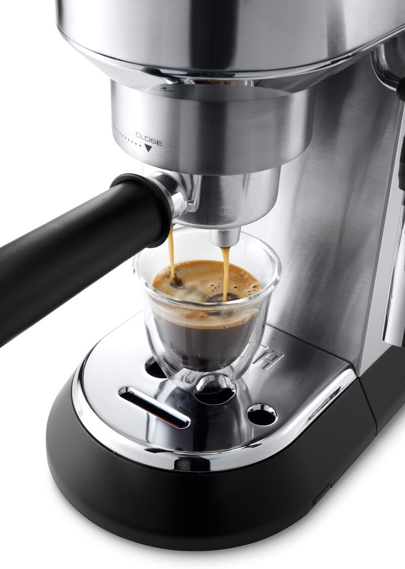 De'Longhi Dedica Pump Espresso Manual Coffee Machine with FREE Electric Coffee Grinder | Cappuccino, Latte, Milk Frother | Stainless Steel Grinding Blade With 12 Settings | EC685.M+KG79 (Metal)