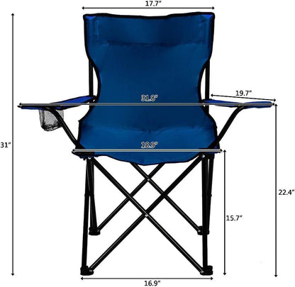 ECVV (2 Pcs) Portable Folding Beach Chair Multi-Purpose Camping Chair for Adult, Lightweight Patio Lawn Quad Chair for Outdoor Travel Picnic Hiking Supports110kgs Load With Carry Bag (Dark Blue)