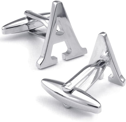 HONEY BEAR Men's Stainless Steel Alphabet Cufflinks with Wrist Collar Wedding Gift