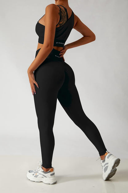 QINSEN Workout Sets for Women Seamless Sports Crop Tops High Waisted Leggings Two Piece Outfits