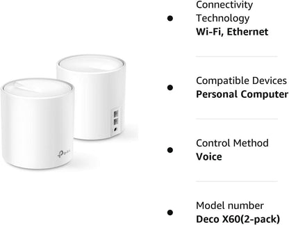 TP-Link AX1800 Whole Home Mesh Wi-Fi 6 System - Covers up to 5800 Sq.Ft, Replaces WiFi Routers and WiFi Extenders, Works with Alexa, Deco X20(3-Pack)