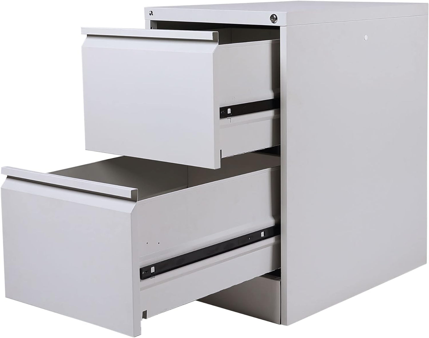 RIGID Steel Vertical Filing Cabinet Large Storage steel Cabinet, Metal Portable Cabinet with 2 Drawers for A4/Lette (White)