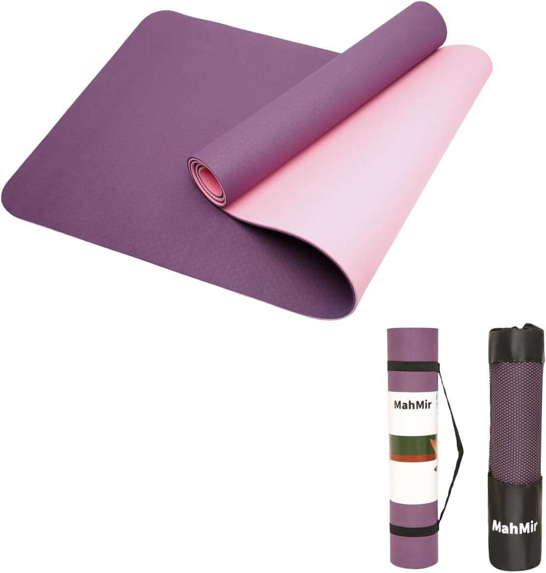 MahMir Yoga Mat Anti-Slip Exercise Mat with Carrying Bag Fitness Mat for Pilates 183CM*61CM*6MM Thickness for Woman Man Beginners