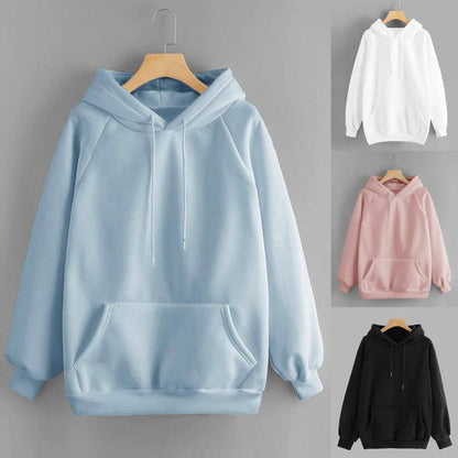 Women Hoodie Sweatshirt Fankle Sale Long Sleeve Drawstring Solid Tops Blouse Coat with Pockets