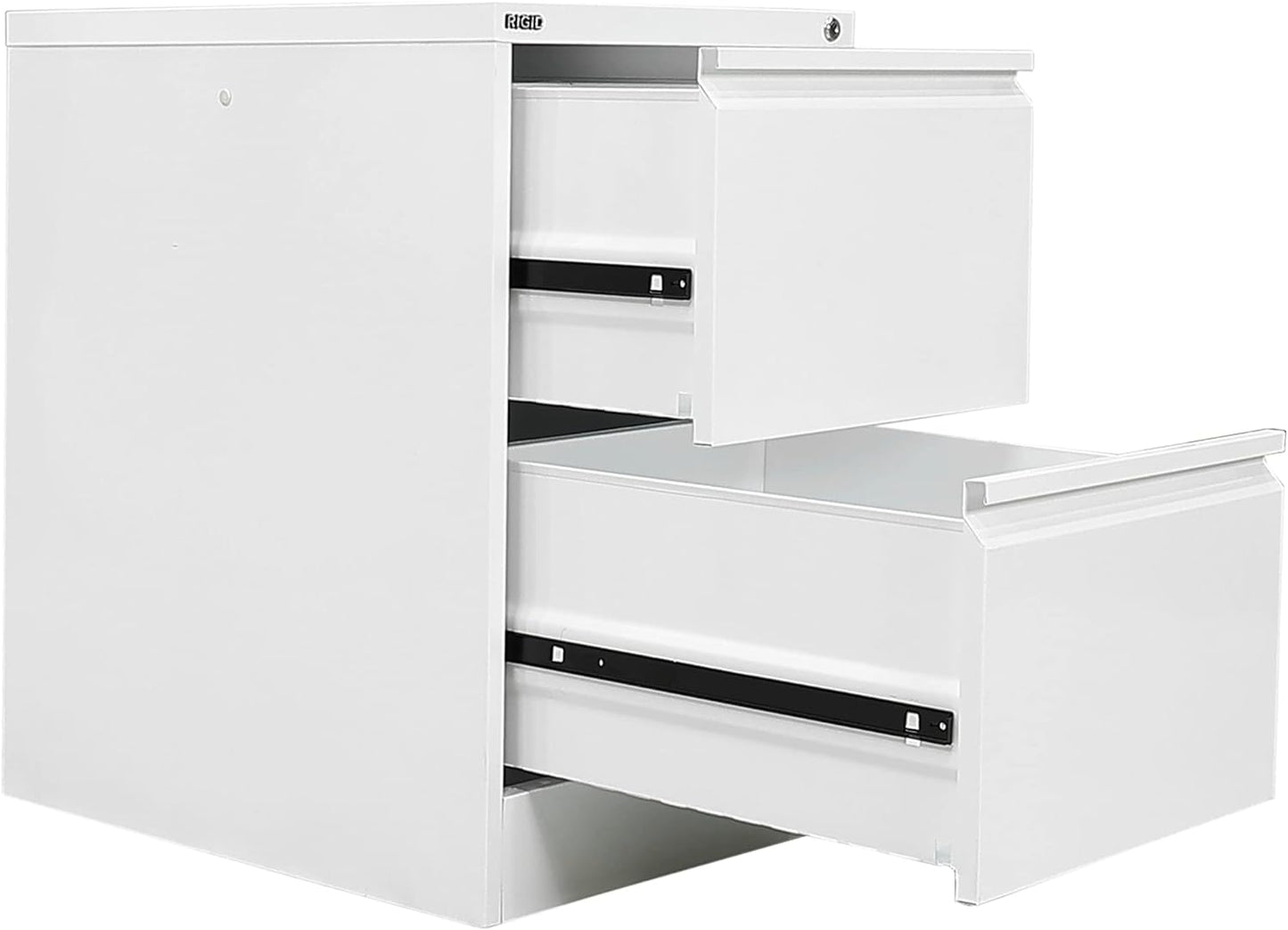 RIGID Steel Vertical Filing Cabinet Large Storage steel Cabinet, Metal Portable Cabinet with 2 Drawers for A4/Lette (White)