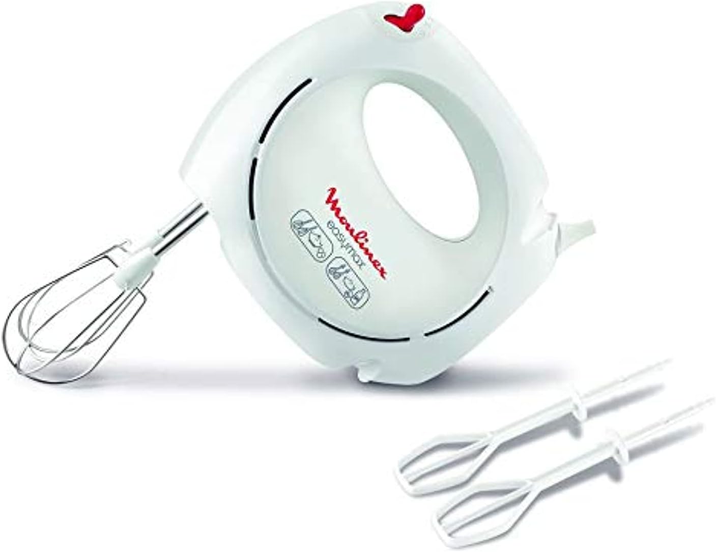 MOULINEX Hand Mixer, Quick Mix Mixer for Whipping and dough kneading, 5 speeds, stainless steel beaters and dough hooks, HM310127