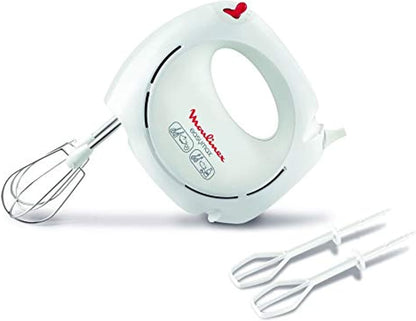 MOULINEX Hand Mixer, Quick Mix Mixer for Whipping and dough kneading, 5 speeds, stainless steel beaters and dough hooks, HM310127